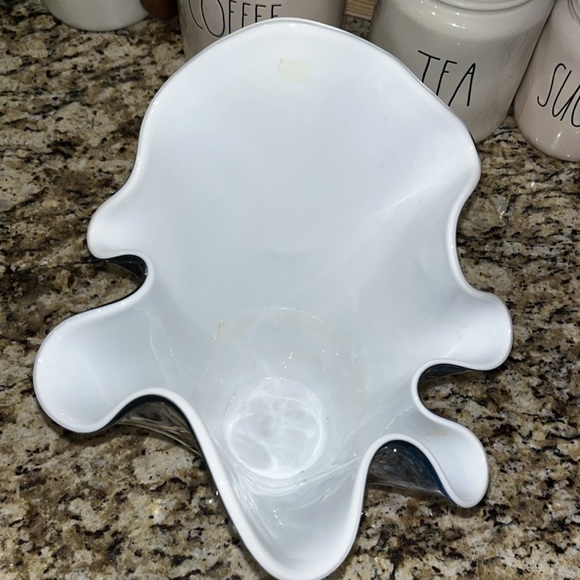 Vintage Hand Blown Glass Art Vase Ruffled Edge Space Universe Art - Picture 5 of 12